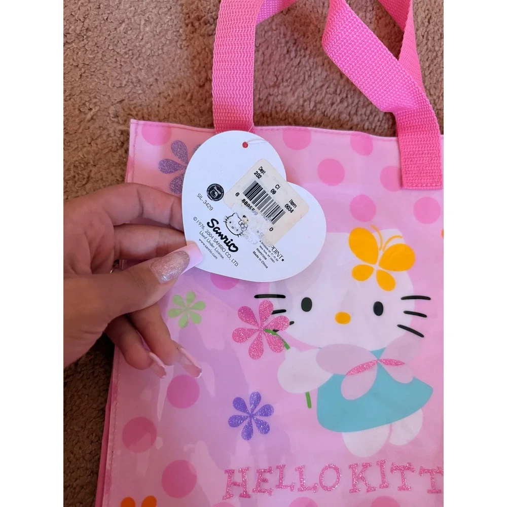 NWT Sanrio Hello Kitty 30th‎ Anniversary Pink Polka Dot Plastic Tote Bag Vintage